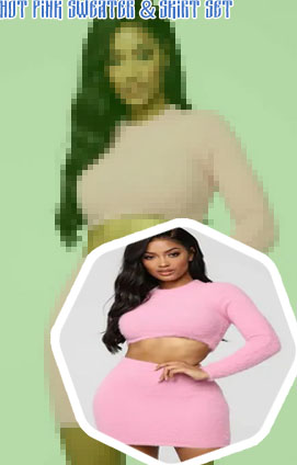 Pink sweater and skirt set