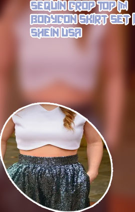 Sequin crop top and skirt set